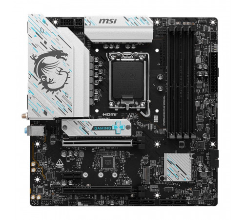 Материнская плата MSI B760M GAMING PLUS WIFI DDR4 B760, LGA1700, 4*DDR4, 5*PCIEx16, 2*M.2, 2*TypeC, 2*USB3.2Gen2, 2*USB3.2Gen1, 8*USB2.0, 4*SATA3.0, 2.5G, DP, HDMI, ATX, RTL