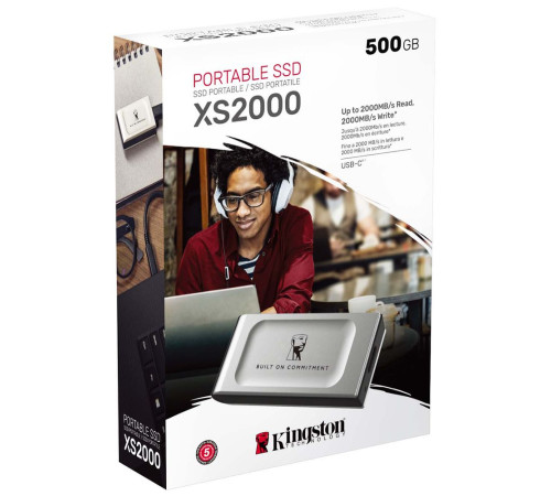 Внешний накопитель SSD 2TB Kingston XS2000, USB 3.2 , белый/черный