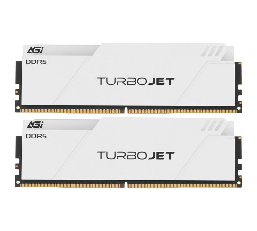 Модуль памяти AGI DDR5 6400MHz CL36 32GB Kit (16GBx2) OC UDIMM +White HEAT SINK –Turbojet+RGB lightbar -Color box