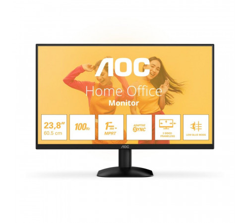 Монитор 23.8" AOC 24B35HM2  VA, 1920x1080, 100Hz, 4ms, 250сd/m, 4000:1 | VGA , HDMI(1.4) | ExPSU, Vesa 100, Black