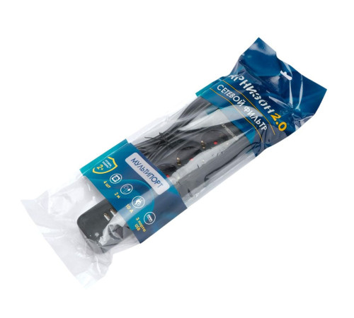 Сетевой фильтр Гарнизон EPS-4-U3-B-2, 4 розетки, 10А, 3 USB-A 5В, 2 м, черный