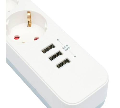 Сетевой фильтр Гарнизон EPS-4-U3-W-2, 4 розетки, 3 USB-A 5В, 2 м, белый
