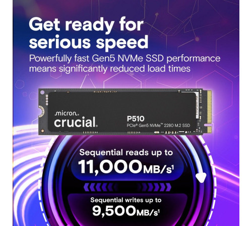 Твердотельный накопитель Crucial P510, 1TB, M.2(22x80mm)