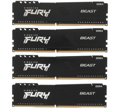 Модуль оперативной памяти Kingston 16GB FURY Beast Black DDR4 2666Mhz DIMM, CL16, 1.2V, 512x8 Кит 4х4 , OEM