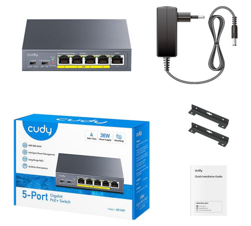 Коммутатор CUDY  GS105P, черный