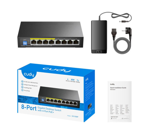 Коммутатор CUDY GS1008P, черный