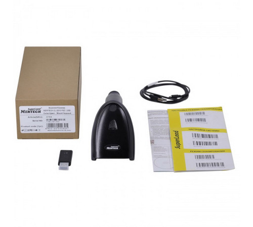 Сканер штрих-кода MERTECH CL-2210 BLE, ручной, беспроводной, Dongle 2D, черный