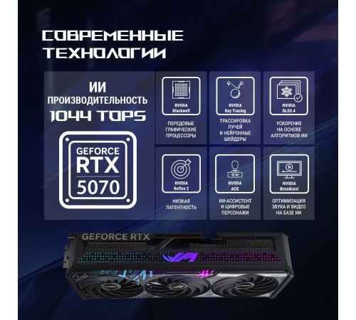 Видеокарта ASUS RTX5070 ROG STRIX OC 12GB, GDDR7/192-bit