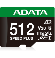 Карта памяти microSDXC 512GB ADATA Speed Plus Class 10 UHS-I U3/V30/A2, с адаптером