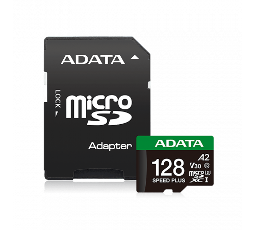 Карта памяти  microSDXC 128GB ADATA Speed Plus UHS-I U3/V30/A2, up to 180/160 MB/s, Durable (Water-/Shock-/X-Ray-Proof)