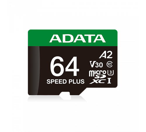 Карта памяти microSDXC 64GB ADATA Speed Plus UHS-I U3/V30/A2, up to 180/160 MB/s, Durable (Water-/Shock-/X-Ray-Proof)
