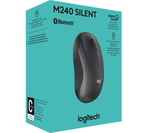 Мышь беспроводная Logitech M240 SILENT, серый