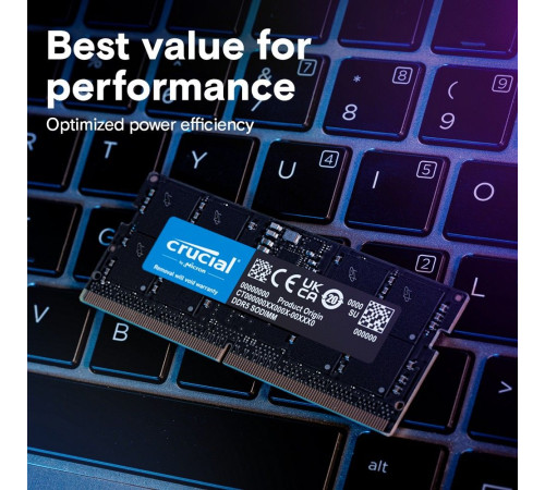 Модуль памяти 16GB Crucial DDR5 4800 SO DIMM Basics Laptop Memory Non-ECC, CL40, 1.1V, SRx8, RTL