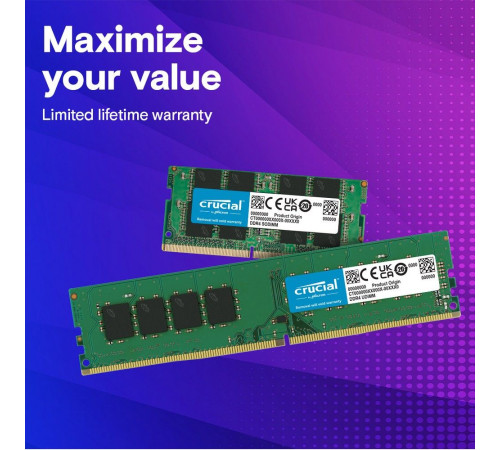 Модуль памяти 16GB Crucial DDR4 3200 SO DIMM Basics Laptop Memory
 Non-ECC, CL22, 1.2V, SRx8, RTL