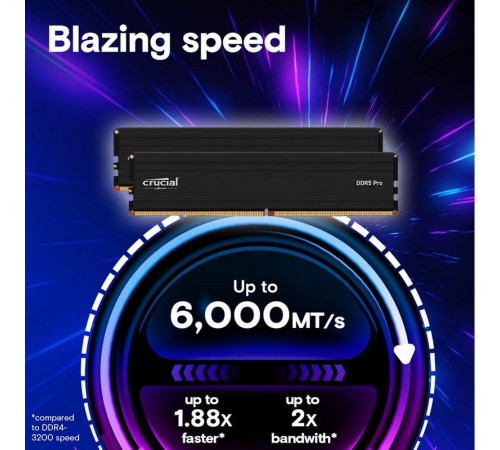 Модуль памяти 16GB Crucial DDR5 5600 UDIMM Pro Black Desktop Memory Non-ECC, CL46, 1.1V, SRx8, RTL