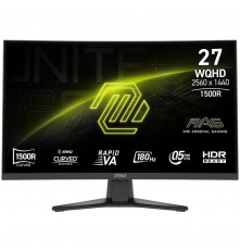 Монитор 27" MSI MAG 275CQF E18 Curved Rapid VA, 2560x1440, 180Hz, 0.5ms, 250сd/m, 5000:1, HDR, 2xHDMI(2.0b), DP(1.4a), InPSU, Vesa 100, Black