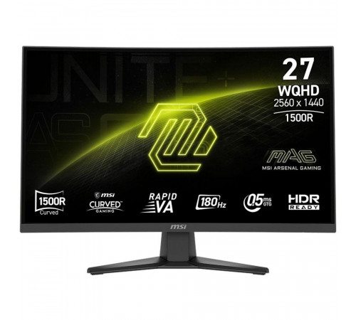 Монитор 27" MSI MAG 275CQF E18 Curved Rapid VA, 2560x1440, 180Hz, 0.5ms, 250сd/m, 5000:1, HDR, 2xHDMI(2.0b), DP(1.4a), InPSU, Vesa 100, Black