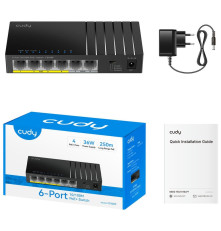 Коммутатор CUDY FS106P, черный