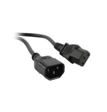 Кабель питания монитор-компьютер Hyperline,  IEC320 C13 (угловая) - IEC320 C14 (3x0.75) 10A, прямая вилка, 1.8 м, черный