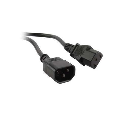 Кабель питания монитор-компьютер Hyperline,  IEC320 C13 (угловая) - IEC320 C14 (3x0.75) 10A, прямая вилка, 1.8 м, черный