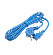 Кабель питания Hyperline, Schuko+C13, 3x1.0, 10A, угловая вилка, 3 м, синий