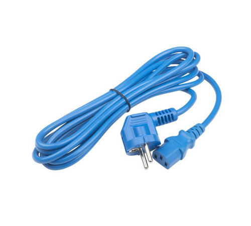 Кабель питания Hyperline, Schuko+C13, 3x1.0, 10A, угловая вилка, 3 м, синий
