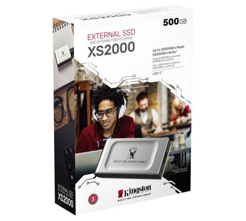 Внешний накопитель SSD 500GB Kingston XS2000, USB3.2, серебристый