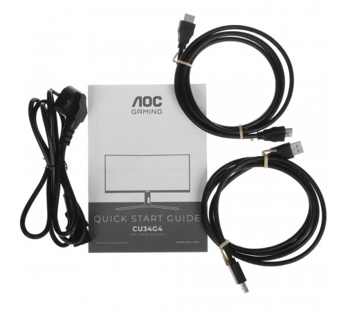 Монитор 34" AOC CU34G4 White/Silver (3440x1440, VA, 180hz, 80M:1, 300cd, 0.5ms, 2xHDMI 2.0, DP 1.4, H. adj 130mm, pivot, VESA, 3Y, Black/red)