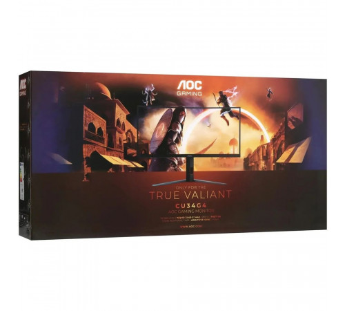 Монитор 34" AOC CU34G4 White/Silver (3440x1440, VA, 180hz, 80M:1, 300cd, 0.5ms, 2xHDMI 2.0, DP 1.4, H. adj 130mm, pivot, VESA, 3Y, Black/red)