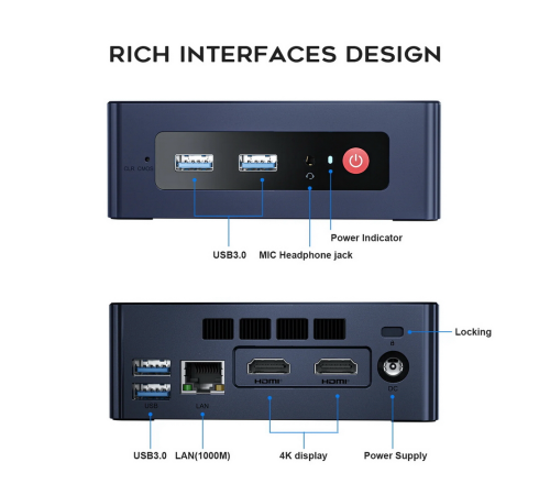 Мини-компьютер Beelink MINI S Intel Celeron N5095//Intel UHD Graphics/8GB DDR4/128GB SSD/Wi-Fi 5/Bluetooth 5.0/LAN 1000M