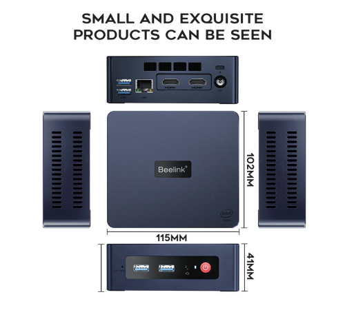 Мини-компьютер Beelink MINI S Intel Celeron N5095//Intel UHD Graphics/8GB DDR4/128GB SSD/Wi-Fi 5/Bluetooth 5.0/LAN 1000M