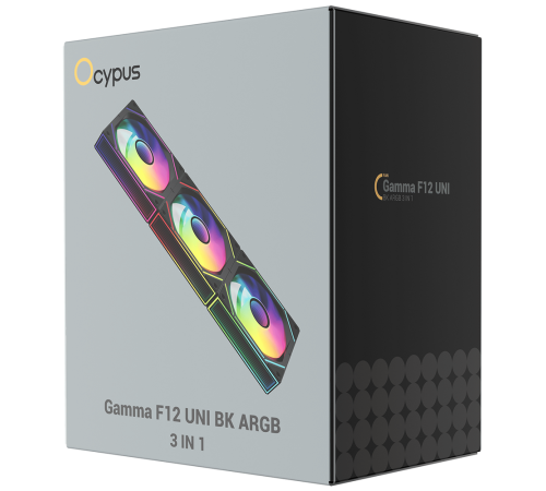Вентилятор для корпуса Ocypus Gamma F12 UNI BK ARGB, черный (комплект 3 шт.)