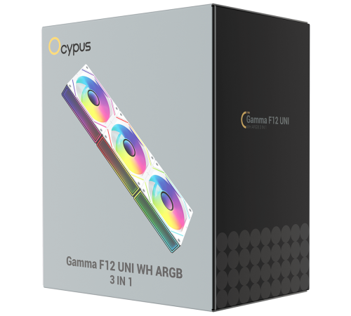 Вентилятор для корпуса Ocypus Gamma F12 UNI WH ARGB, белый (комплект 3 шт.)