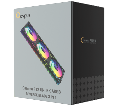 Вентилятор для корпуса Ocypus Gamma F12 UNI BK ARGB REVERSE BLADE, черный (комплект 3 шт.)
