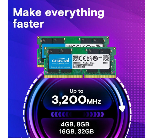 Модуль памяти 16GB Crucial DDR4 3200 DIMM Classic Desktop Memory Non-ECC, CL22, 1.2V, DRx8 oem