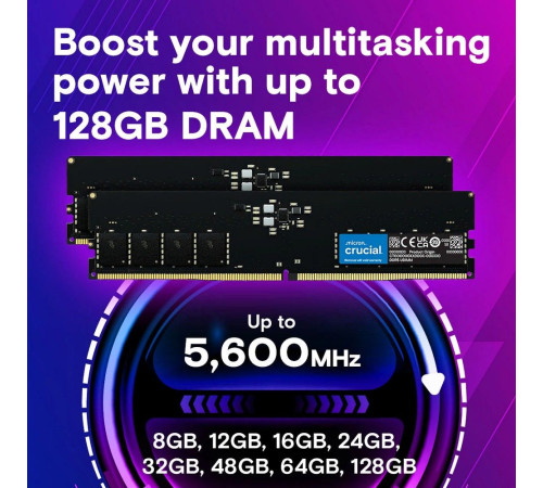 Модуль памяти Crucial 2*16 GB (KIT)  Crucial DDR5 4800 DIMM Classic Desktop Non-ECC, CL40, 1.1V, SRx8,