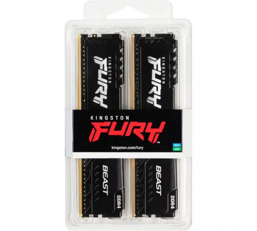 Модуль оперативной памяти Kingston 32GB FURY Beast Black Gaming DDR4 3200Mhz DIMM, CL16, 1.35V, 1Gx8 kit 2х16, RTL