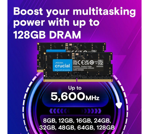 Модуль памяти  OEM 16GB Crucial DDR5 5600 SO DIMM Classic Non-ECC, CL46, 1.1V, RTL