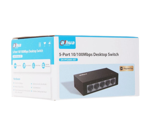 Коммутатор Dahua DH-PFS3005-5ET, черный