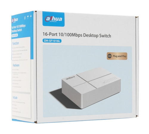 Коммутатор Dahua 16-port 10/100M RJ45 Non-PoE Switch, Plastic case