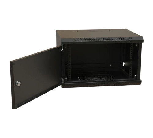 Шкаф Hyperline WRline WR-TW-0666-SR-RAL9004, настенный, 19-дюймовый (19"), 6U, 367x600х600мм, с замком (RAL9004)