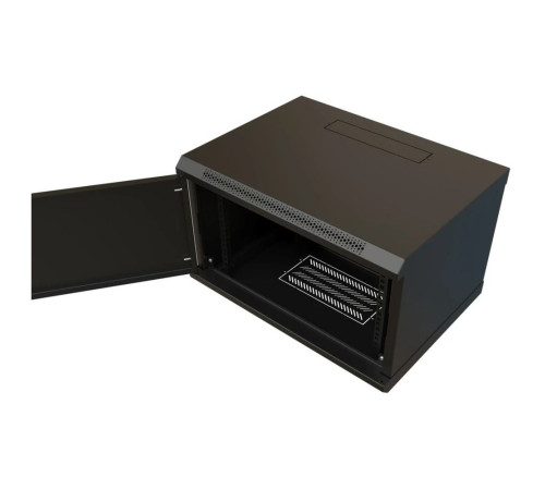 Шкаф Hyperline WRline WR-TW-0666-SR-RAL9004, настенный, 19-дюймовый (19"), 6U, 367x600х600мм, с замком (RAL9004)