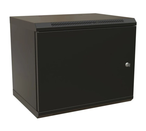 Шкаф Hyperline WRline WR-TW-1545-SR-RAL9004, настенный, 19-дюймовый (19"), 15U, 775x600х450мм, с замком, черный