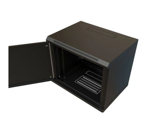 Шкаф Hyperline WRline WR-TW-1545-SR-RAL9004, настенный, 19-дюймовый (19"), 15U, 775x600х450мм, с замком, черный