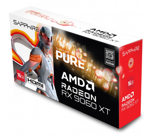 Видеокарта Sapphire RX9060XT PURE OC 16GB, GDDR6/128-bit