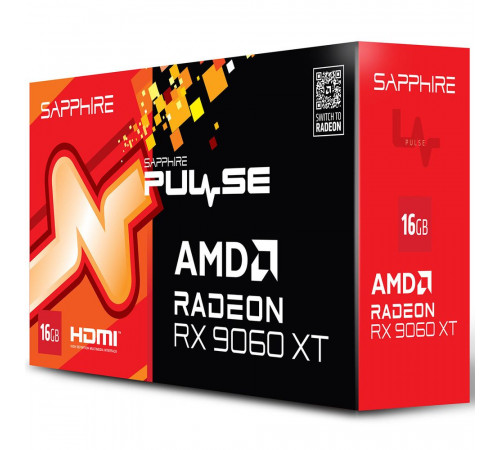 Видеокарта Sapphire RX9060XT PULSE OC 16GB, GDDR6/128-bit
