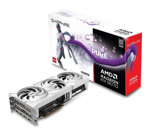 Видеокарта Sapphire RX9070 PURE OC 16GB, GDDR6/256-bit