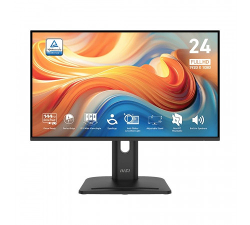 Монитор 23.8" MSI PRO MP245PG E14  IPS, 1920x1080, 144Hz, 4ms, 300сd/m, 1500:1, HDR | VGA, HDMI(2.0), DP(1.4) | HAS, Pivot, Swivel, InPSU, Speakers, Vesa 100, Black