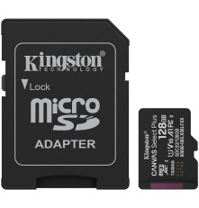 Карта памяти microSDXC 128GB  Kingston Canvas Select Plus Class 10 UHS-I U1/V10/A1, с адаптером