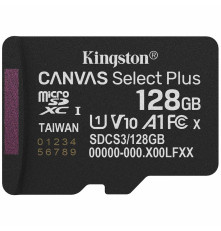 Карта памяти microSDXC 128GB  Kingston Canvas Select Plus Class 10 UHS-I U1/V10/A1, без адаптера